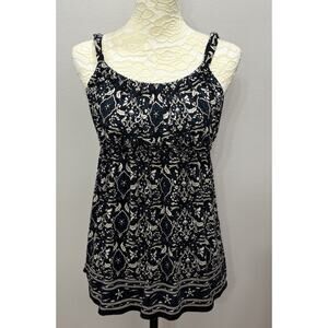 Vintage Max Studio Y2K Babydoll Tank‎ Top Womens Medium Navy White Loose Fit